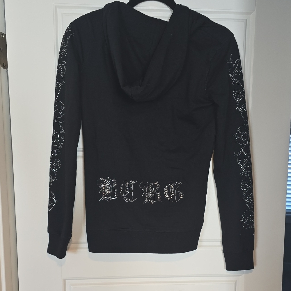 Black Hoodie with Rhinestone Design - Picture 2 of 4